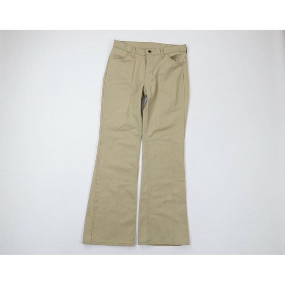 Vintage 70s Rockabilly Mens 29x30 Wide Leg Bell Bottom Denim Jeans Tan Brown USA